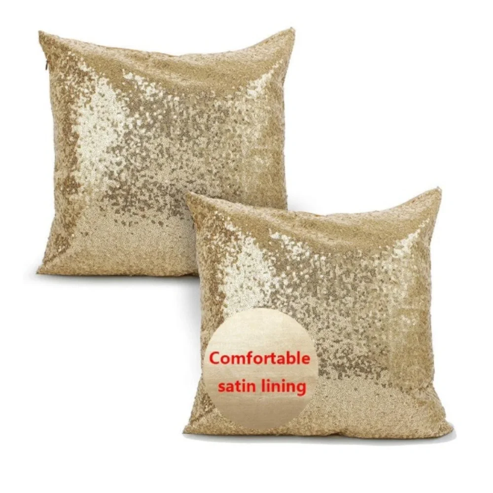 Luxury Home | Elegant Chic Gold Sequin High End Throw Pillow Cover Set